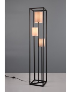 Trio – Ross – Lampadaire 3 lumières, tissu beige, structure noire, 3x E27 max 25W 2