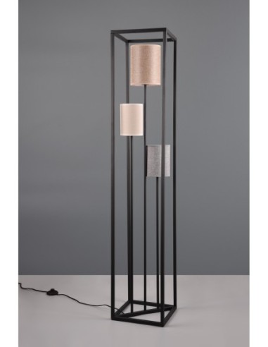 Trio – Ross – Lampadaire décoratif à 3 lumières, style chaleureux avec abat-jours beiges