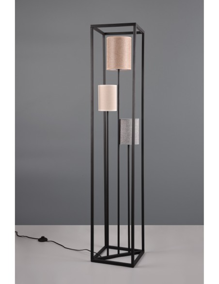 Trio – Ross – Lampadaire décoratif à 3 lumières, style chaleureux avec abat-jours beiges