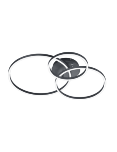 Trio – Winona – Plafonnier LED 28W, 3200lm, 2700-6500K, dimmable, RGB, noir mat, télécommande incluse