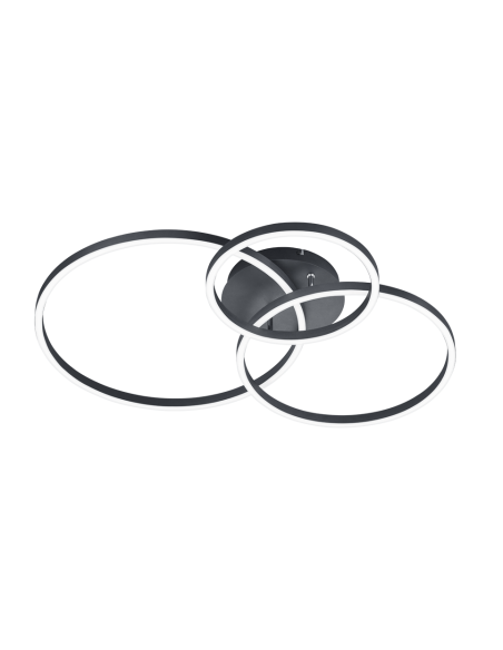 Trio – Winona – Plafonnier LED 28W, 3200lm, 2700-6500K, dimmable, RGB, noir mat, télécommande incluse