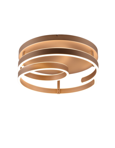 Trio – Marnie – Plafonnier LED 58W, métal café, design moderne en spirale pour salon ou salle à manger