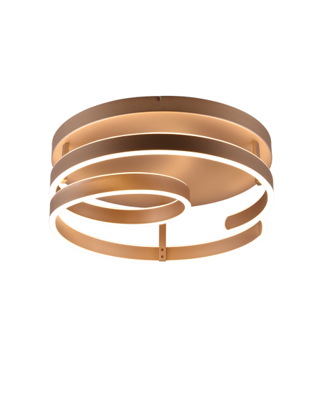 Trio – Marnie – Plafonnier LED 58W, métal café, design moderne en spirale pour salon ou salle à manger