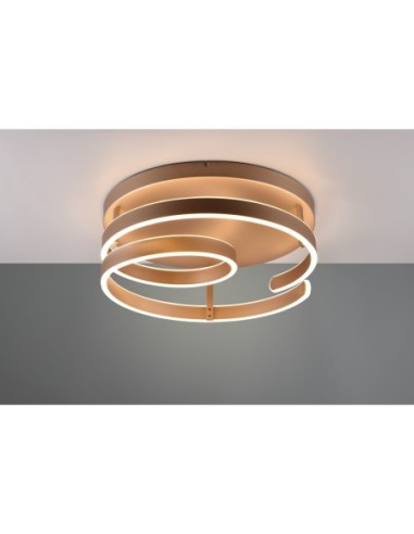 Trio – Marnie – Détail du plafonnier spirale, finition métal café et variateur d'intensité intégré