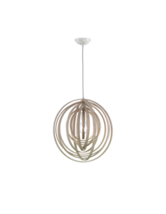 Trio – Boolan – Suspension LED en bois naturel, design moderne avec abat-jour en lattes de bois pour un intérieur chaleureux