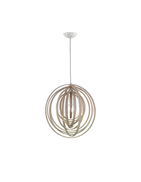 Trio – Boolan – Suspension LED en bois naturel, design moderne avec abat-jour en lattes de bois pour un intérieur chaleureux