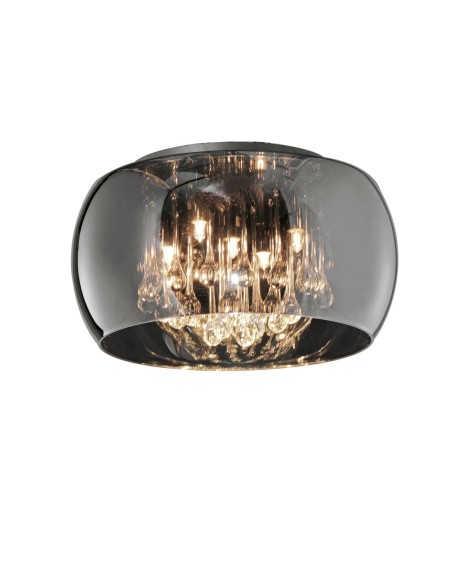 Trio – Vapore – Plafonnier IP20 design avec verre miroir et détails en gouttes de verre