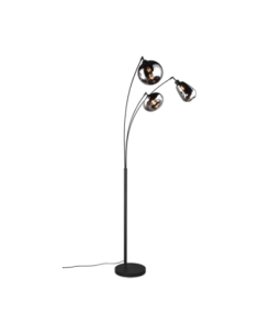 Trio – Lumina – Lampadaire 3xE14 H200 cm avec abat-jours en verre chromé et métal noir mat