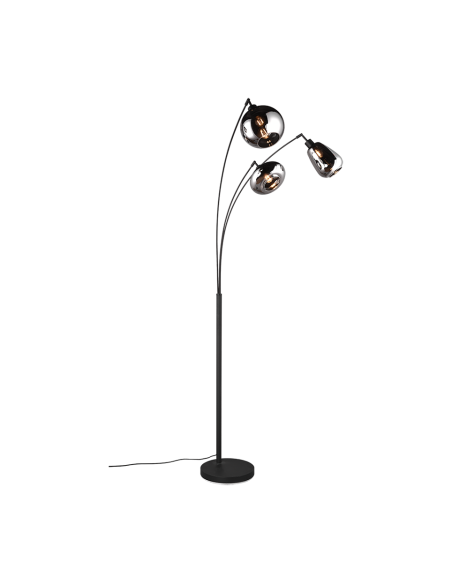 Trio – Lumina – Lampadaire 3xE14 H200 cm avec abat-jours en verre chromé et métal noir mat