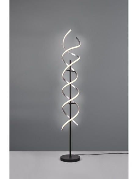 Trio – Sequence – Lampadaire LED spirale dimmable, 2300K à 4000K, aluminium brossé, 32W