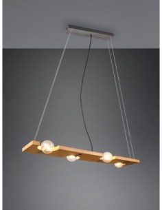 Trio – Tailor – Suspension 4xE27, bois naturel et métal nickel antique, design élégant 115 cm 2