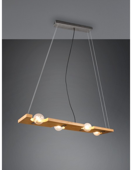Trio – Tailor – Suspension en bois naturel, éclairage chaleureux et atmosphérique, style moderne