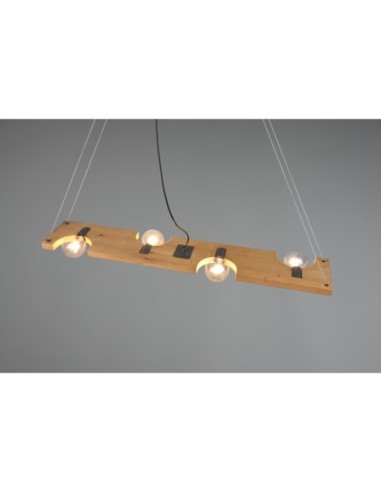Suspension 4xE27, max. 10W, Bois Naturel – 115 cm – Trio – Tailor intérieur | Trio