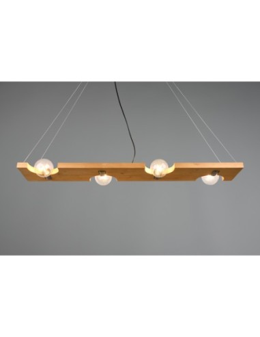 Suspension 4xE27, max. 10W, Bois Naturel – 115 cm – Trio – Tailor intérieur | Trio