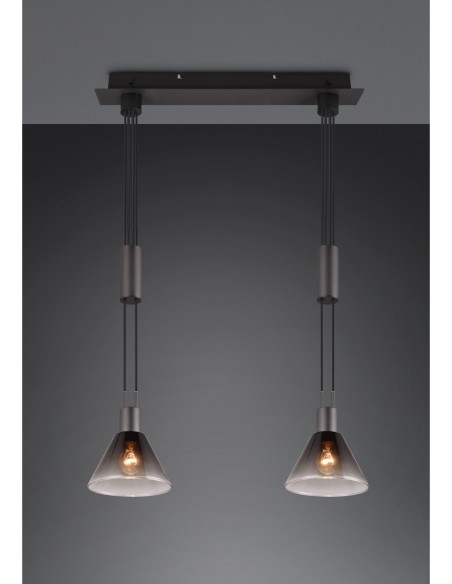 Trio – Stanley – Luminaire suspendu 2xE27, max. 40W, effet lumineux raffiné, style contemporain