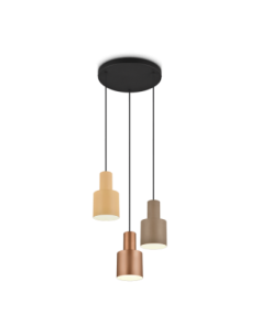 Trio – Agudo – Suspension 3xE27 multicolore, design élégant et moderne, 37 cm