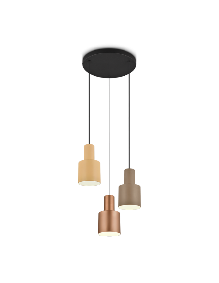 Trio – Agudo – Suspension 3xE27 multicolore, design élégant et moderne, 37 cm