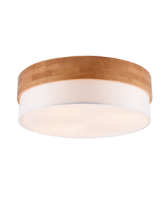 Trio Seasons – Plafonnier en tissu blanc et bois clair, 3xE27, max. 40W, nickel mat