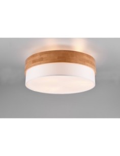 Trio Seasons – Plafonnier en tissu blanc et bois clair, 3xE27, max. 40W, nickel mat 2