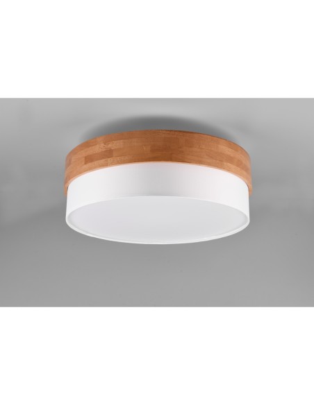 Plafonnier LED 3xE27 Tissu Blanc & Nickel Mat - Trio - Seasons