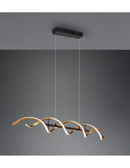 Trio Sequence – Suspension LED 45W, 5600lm, 3 températures de couleur, variateur intégré, design spirale