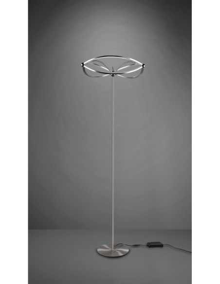 Trio CHARIVARI – Lampadaire design LED 31W, 4100lm, variateur intégré, nickel mat