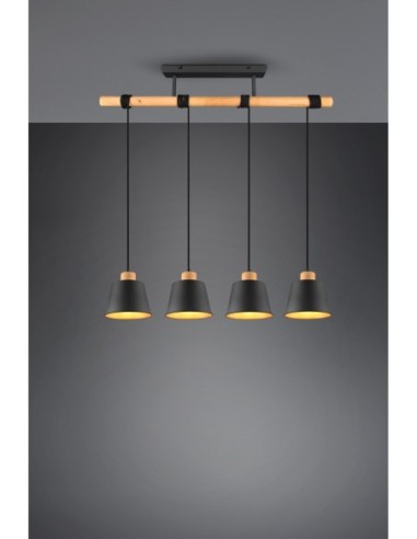 Suspension 4xE27 max.40W Noir Mat Métal intérieur | Trio
