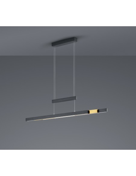 Trio TRAJAN – Suspension moderne LED 45W, 5300lm, couleur de lumière variable 2700K-5000K, noir/laiton