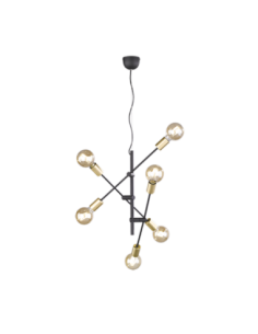 Trio CROSS – Suspension 6xE27 max. 28W, Ø54,5cm, H 150cm, métal noir mat et bronze