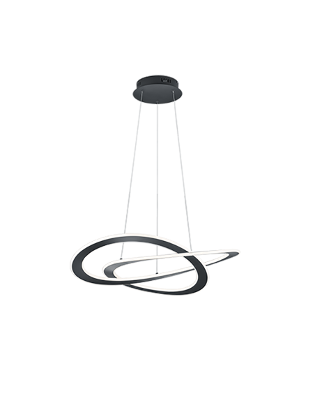 Trio Oakland – Suspension LED, 52W, 3000K, 6200lm, variateur 3 niveaux, anthracite