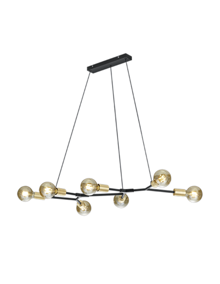 Trio Cross – Suspension 7xE27 max.28W, métal noir mat, hauteur réglable