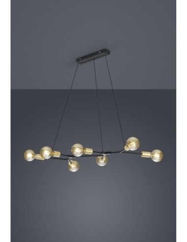 Trio Cross – Suspension industrielle 7xE27 max.28W, noir & or