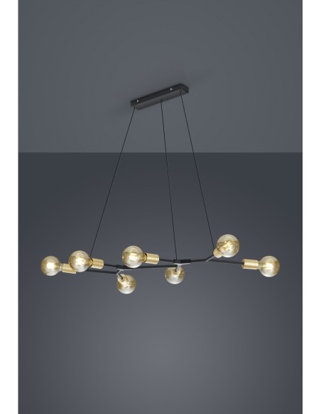 Trio Cross – Suspension industrielle 7xE27 max.28W, noir & or