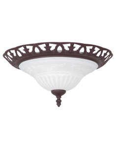 Trio Rustica – Plafonnier 2xE27 max.60W, verre blanc & métal rouille