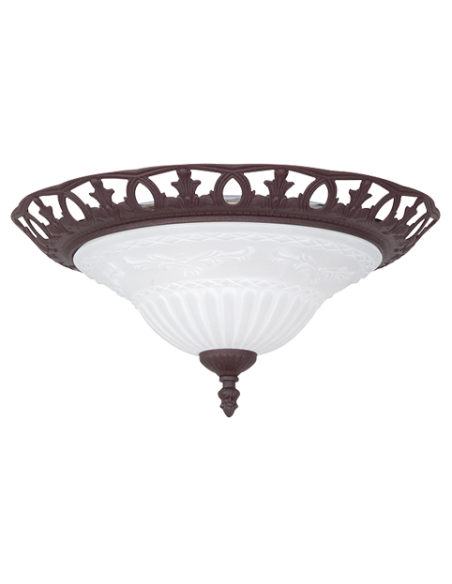 Trio Rustica – Plafonnier 2xE27 max.60W, verre blanc & métal rouille