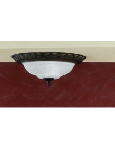 Trio Rustica – Plafonnier 2xE27 max.60W, verre blanc & métal rouille 2