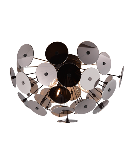 Trio Discalgo – Plafonnier 3xE14 max.40W, verre chromé et métal noir mat