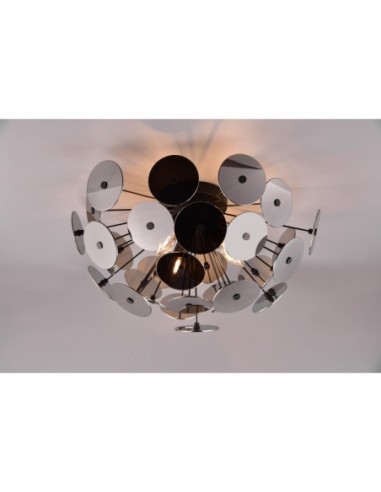 Trio Discalgo – Plafonnier 3xE14 max.40W, design floral, verre & métal chromé