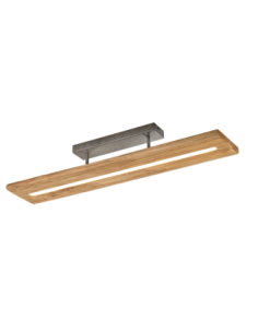 Trio Brad – Plafonnier LED 27W, 3400lm, 3000K, bois naturel et métal nickel antique
