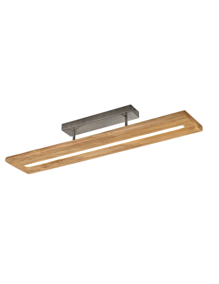 Trio Brad – Plafonnier LED 27W, 3400lm, 3000K, bois naturel et métal nickel antique