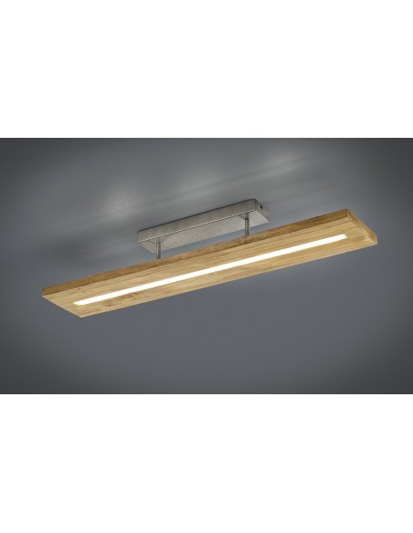 Trio Brad – Plafonnier LED 27W, 3400lm, bois naturel, design vintage moderne
