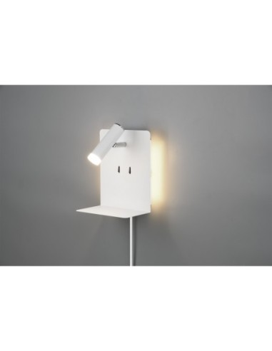 Trio Element – Applique murale LED 3W + 2x1,5W, liseuse orientable, port USB, blanc mat