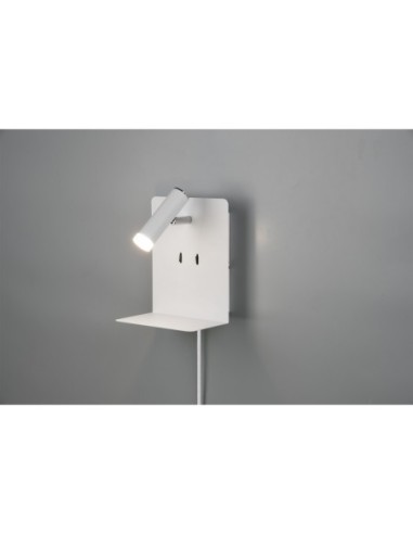 Trio Element – Applique LED multifonction 3W + 2x1,5W, liseuse, USB, étagère intégrée