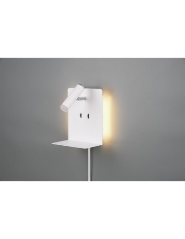 Applique murale Led liseuse avec étagère et port USB intérieur | Trio