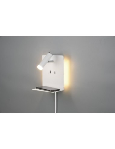 Applique murale Led liseuse avec étagère et port USB intérieur | Trio