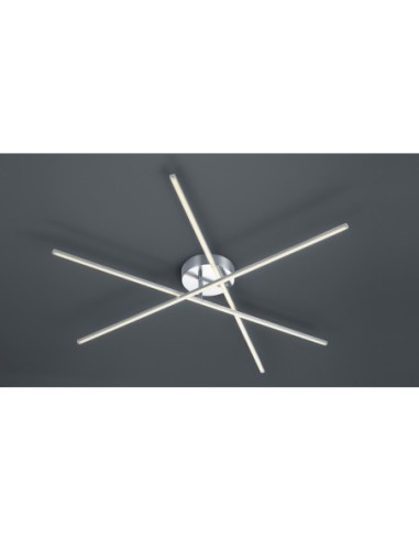 Trio Tiriac – Plafonnier LED dimmable 3x950 lm, lignes épurées, métal nickel satiné