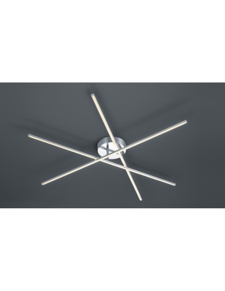 Trio Tiriac – Plafonnier LED dimmable 3x950 lm, lignes épurées, métal nickel satiné