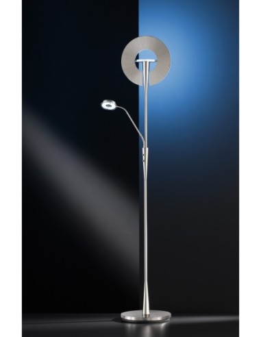 Lampadaire LED 35W + 5,5W, 3000/4500/6500K, 4200 + 600 lm, nickel mat - Trio - Quebec