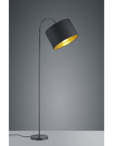 Trio Hostel – Lampadaire élégant, abat-jour noir, bras orientable, design moderne