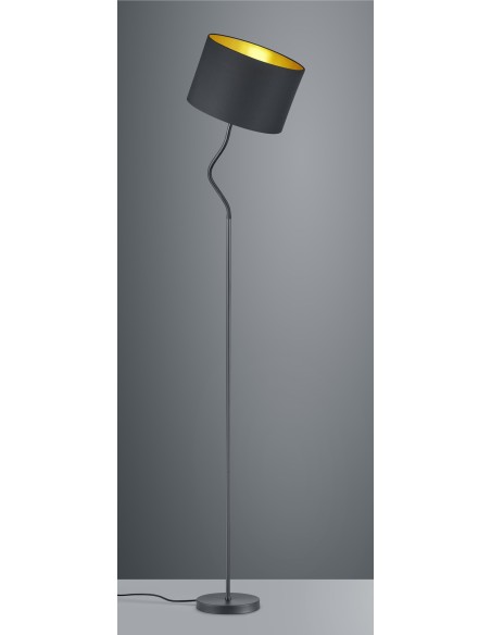 Trio Hostel – Lampadaire 156 cm, tissu noir, éclairage optimal avec bras flexible